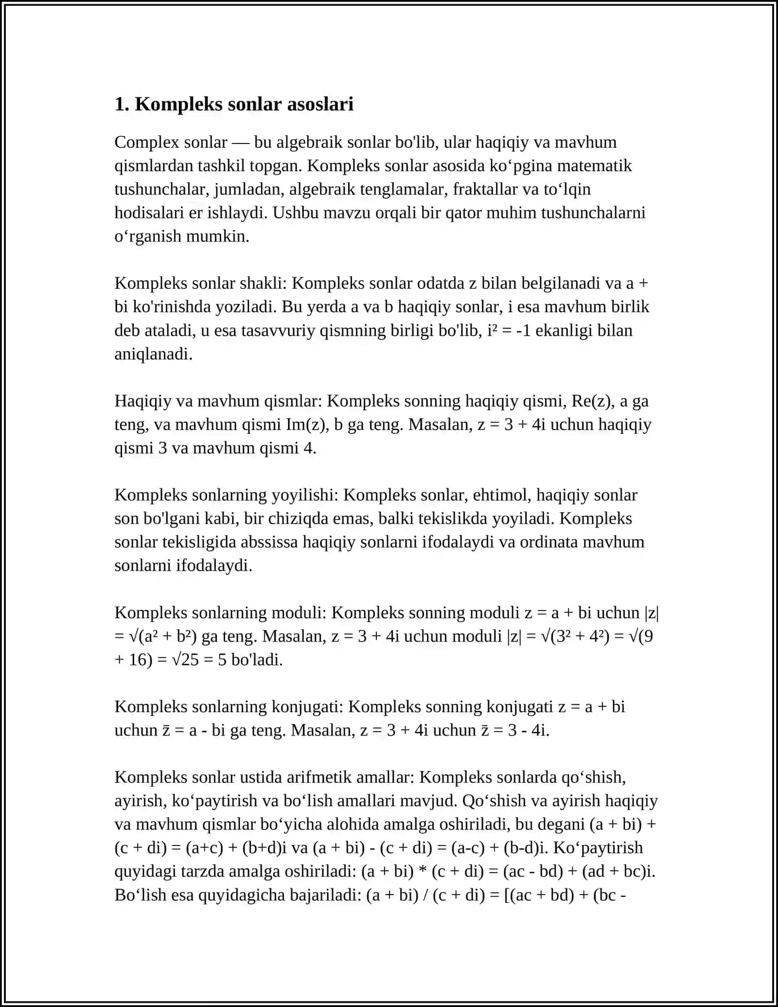 KOMPLEKS SONLARNI ELEKTR ZANJIRLAR NAZARIYASIDA VA DASTURLASHDA QOLLANILISHI 3