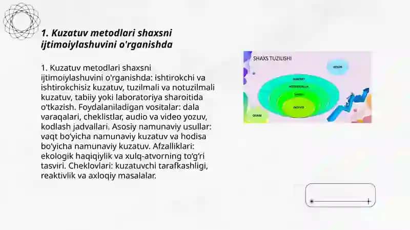 Kuzatuv metodlari shaxsni ijtimoiylashuvini o'rganishda 3