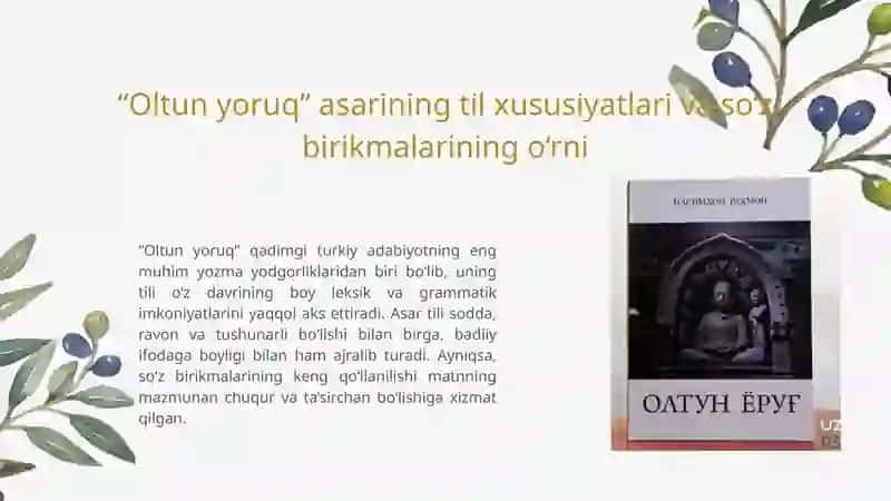 "Oltun yoruq" dagi so'z birikmalari 3