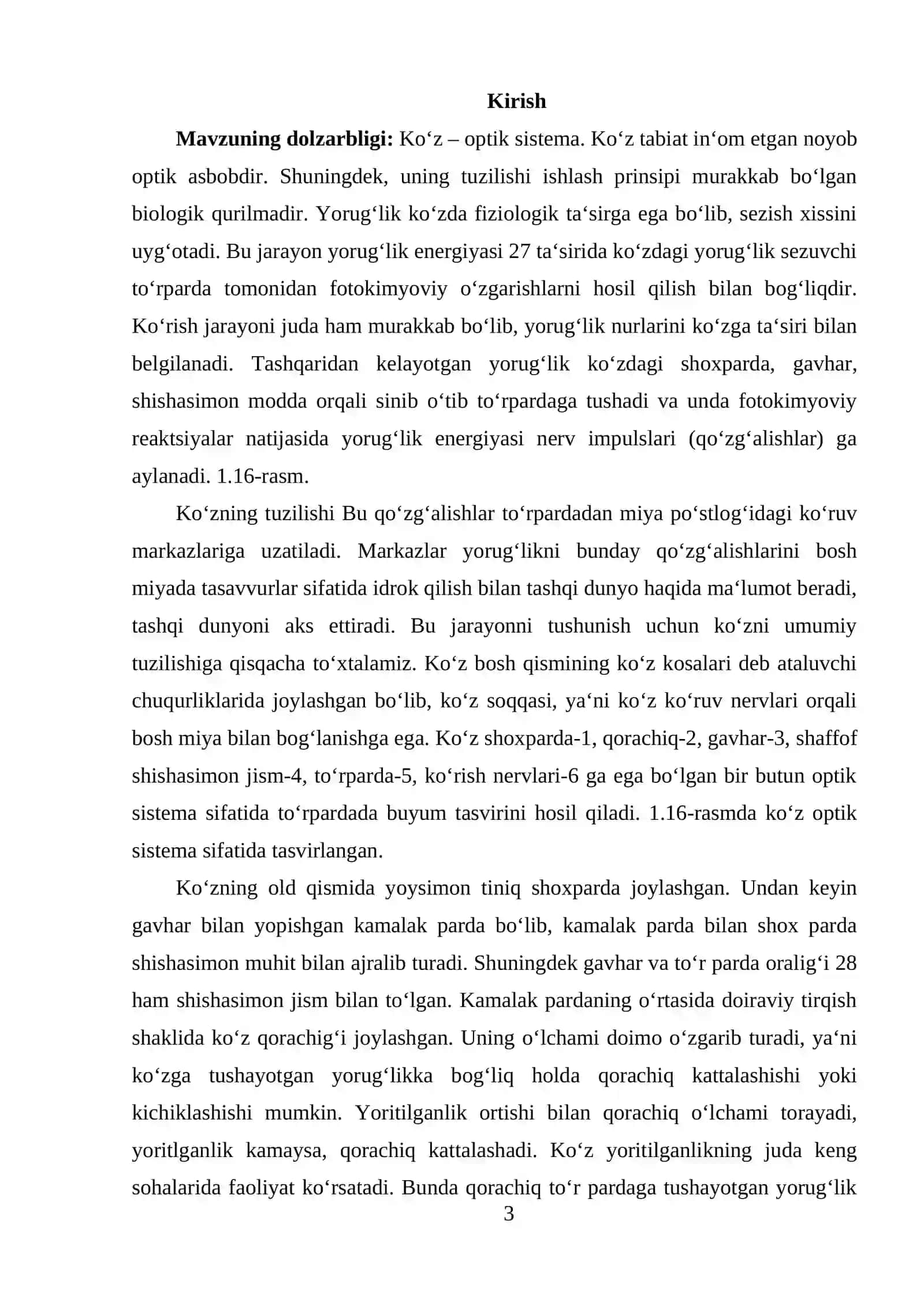 Kurs ishi "KO‘Z OPTIK SISTEMA SIFATIDA" 3