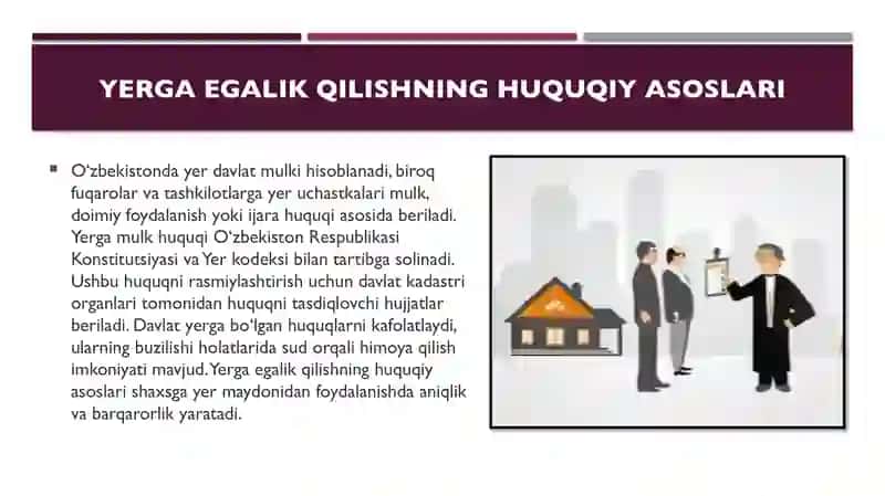 Yer uchaskasiga mulk huquqi asosida egalik qilishni o’ziga hos hususiyatlari 3