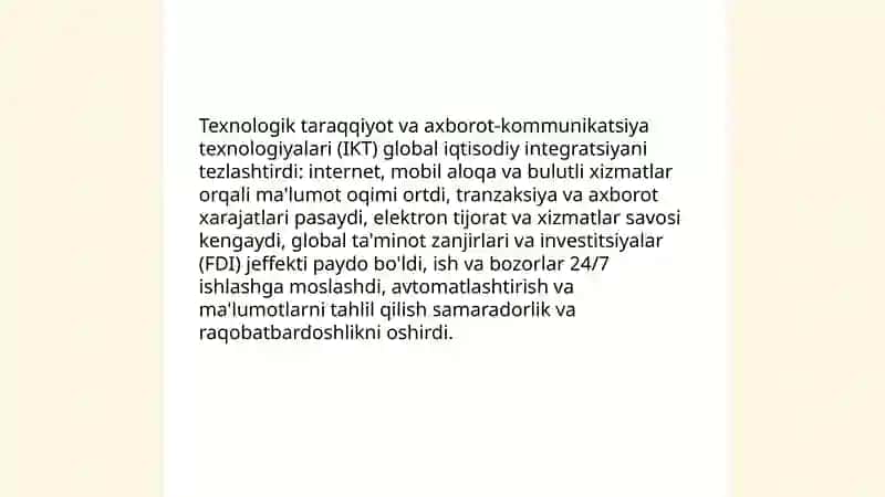 Jahon iqtisodiyoti globallashuvining kelib chiqish sabablari va shart-sharoitlari 3