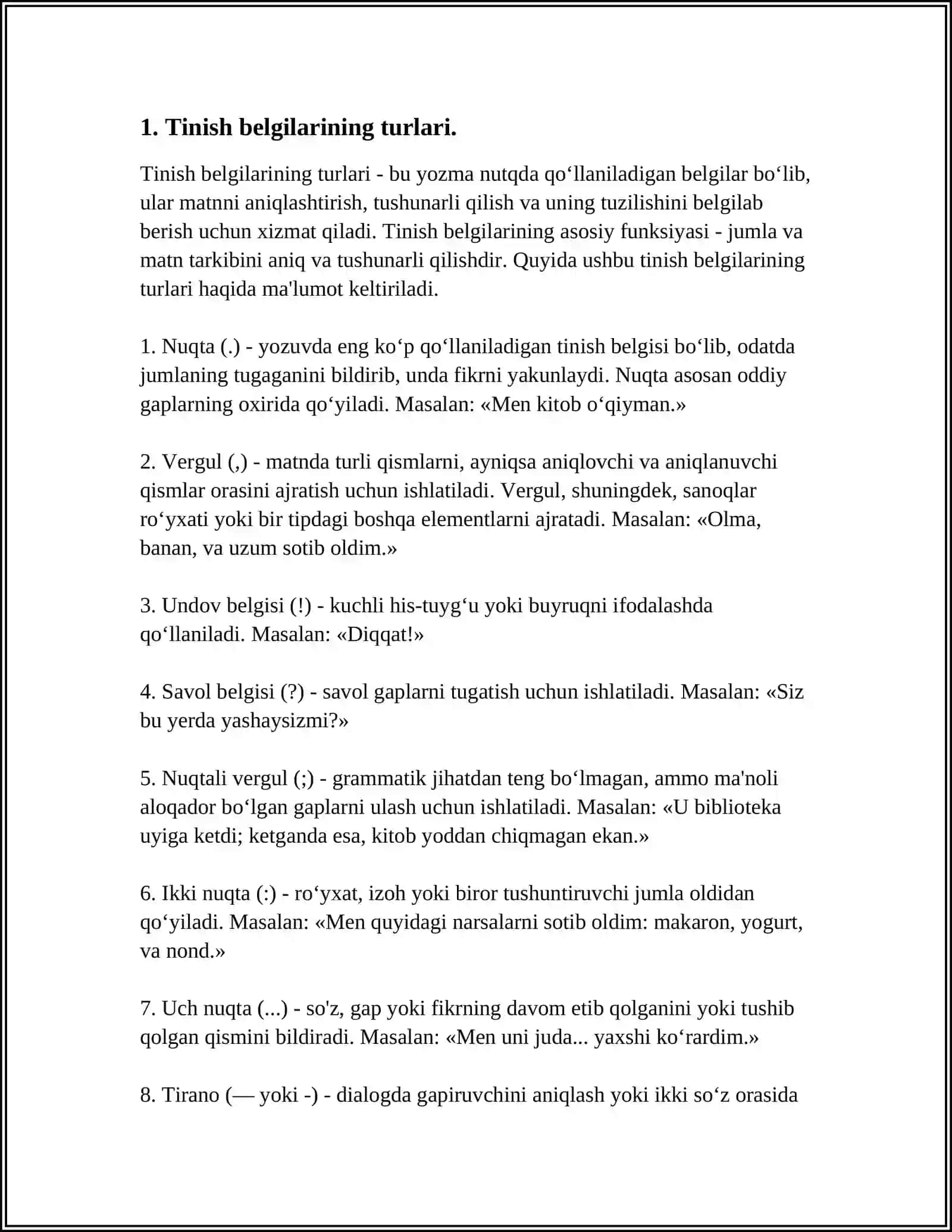 1-4-SINF DARSLIKLARIDAGI TINISH BELGILARINING ISHLATILISHIGA OID MASHQLARNI TAHLIL QILISH 3