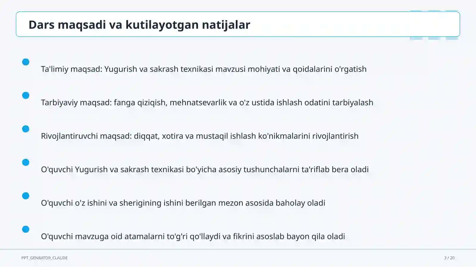Yugurish va sakrash texnikasi (2-sinf) 3