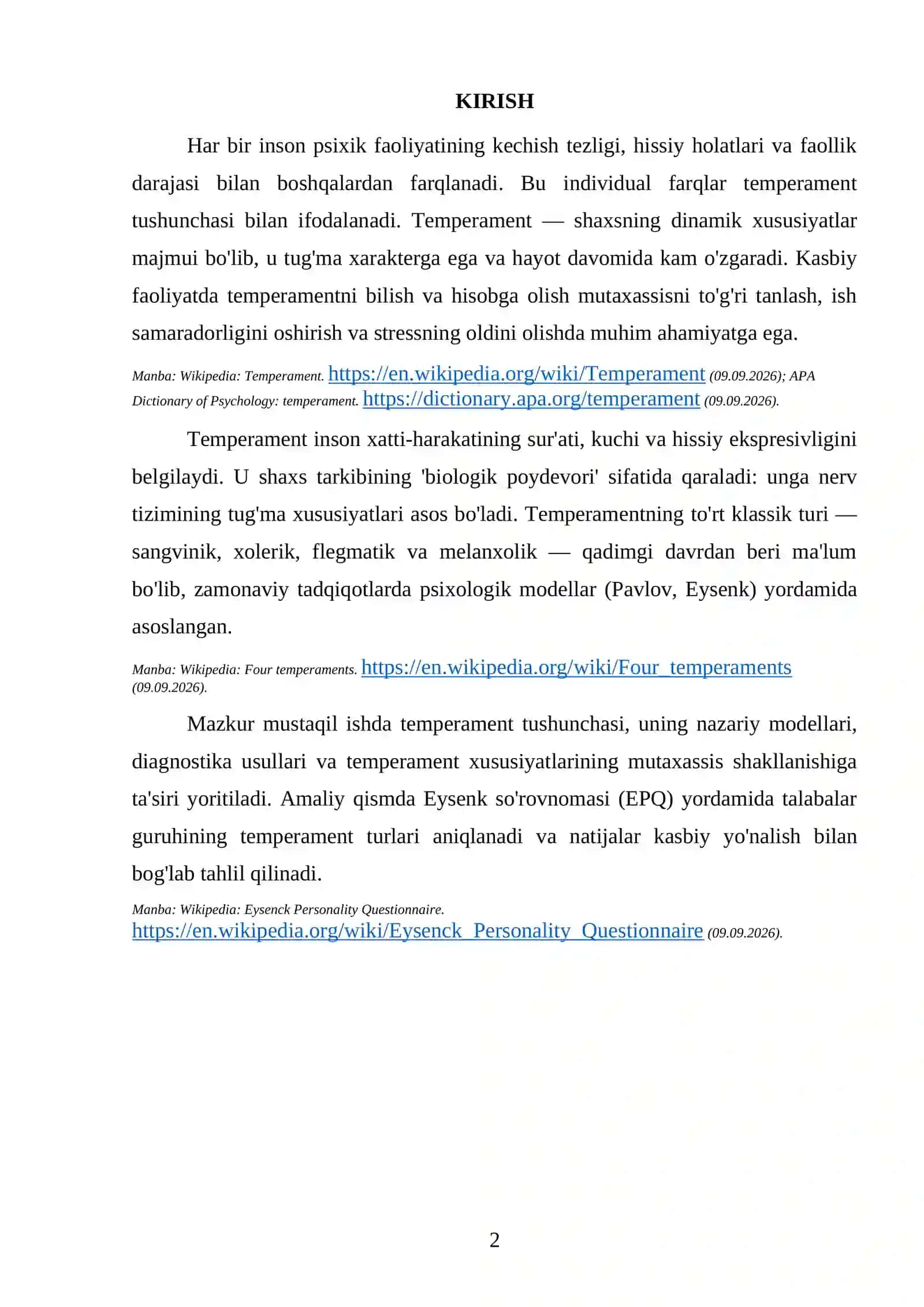 TEMPERAMENT XUSUSIYATLARINING MUTAXASSIS SHAKLLANISHIDAGI O'RNI 3