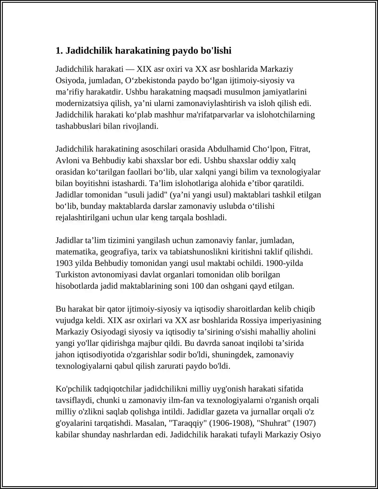 "TURKISTONDA JADIDCHILIK HARAKATI" 3