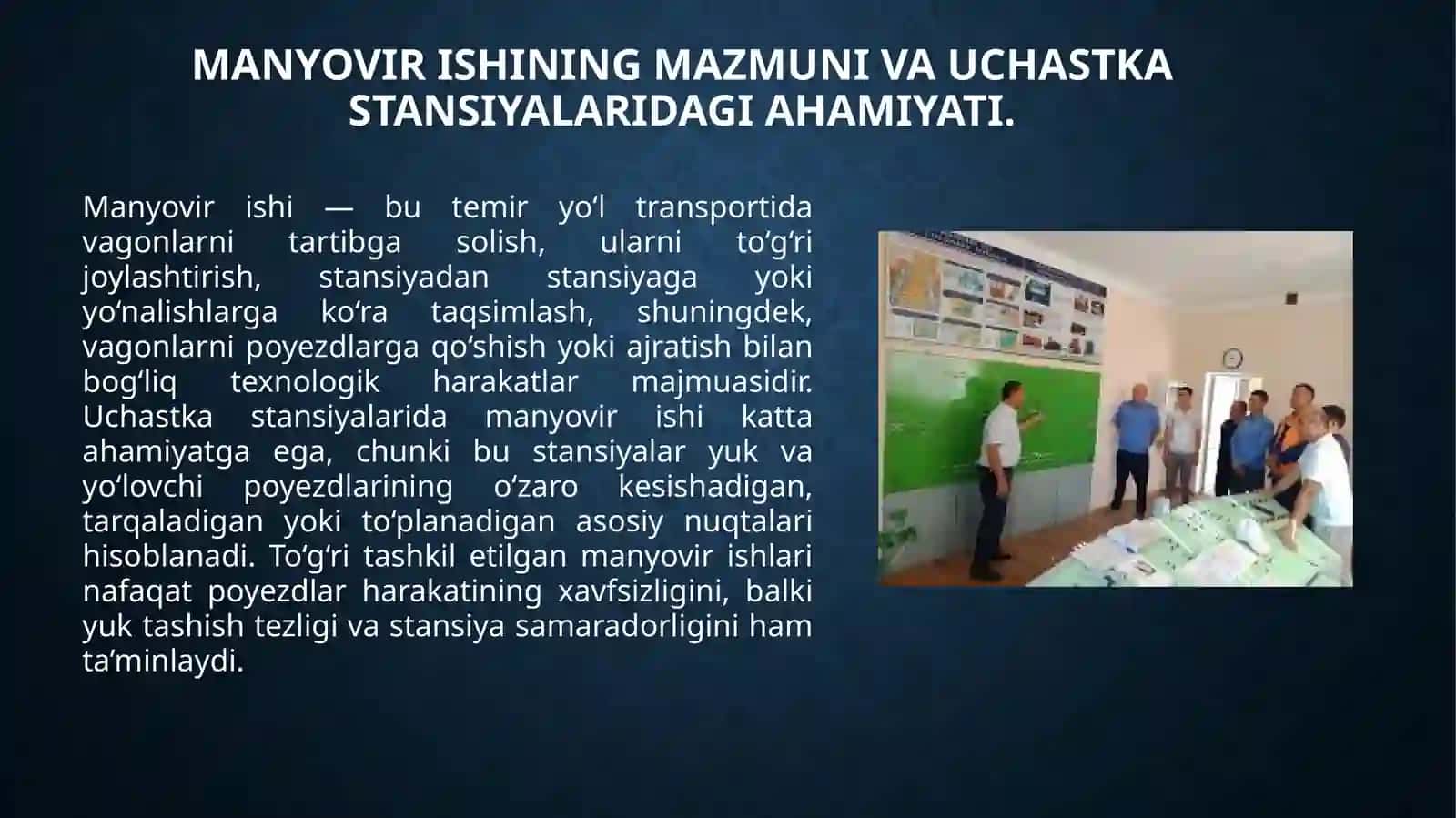 Uchastka stansiyalarida manyovirishini  takomillashtirish 3
