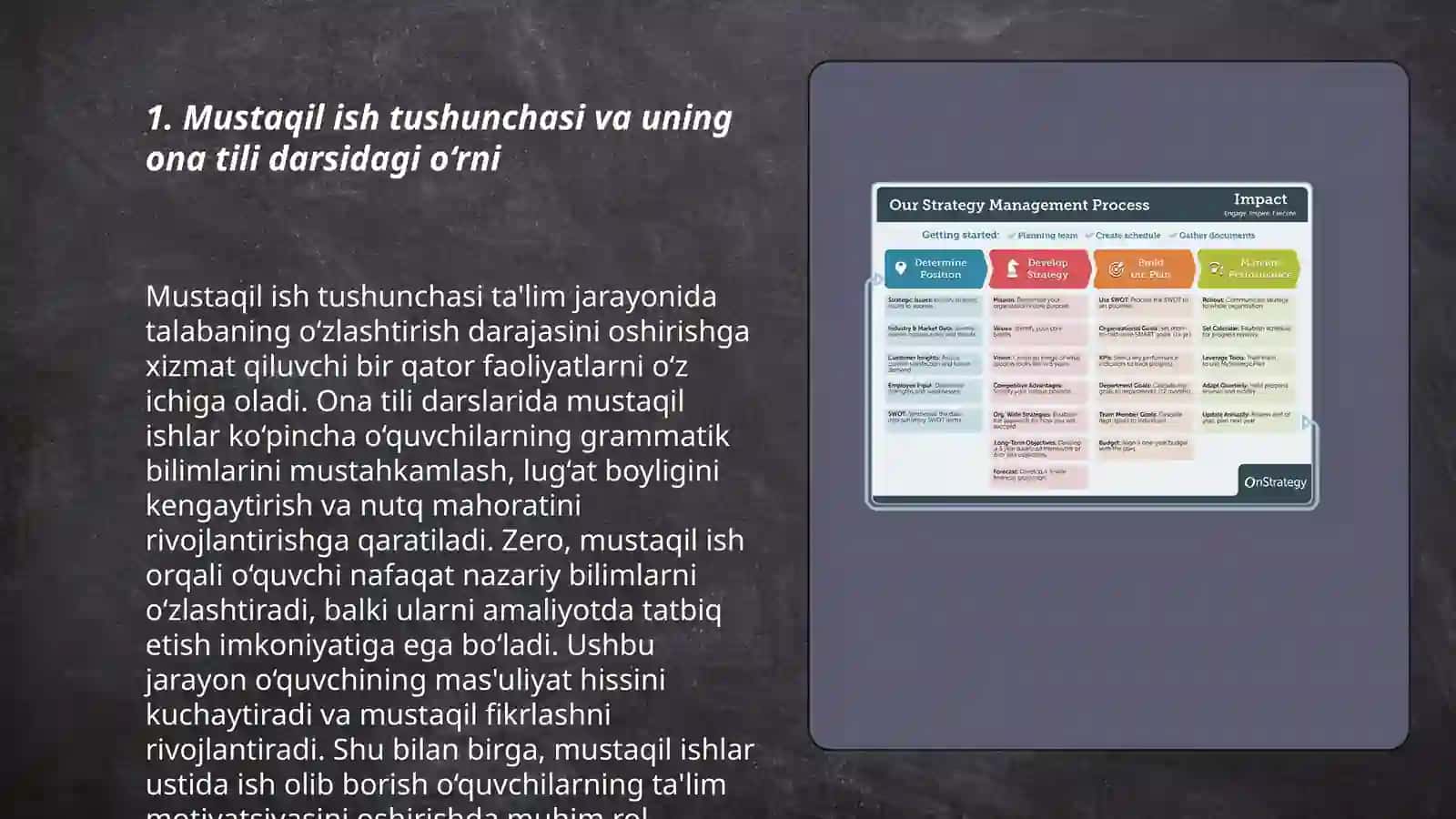Mustaqil ish tushunchasi va uning ona tili darsidagi o‘rni 3