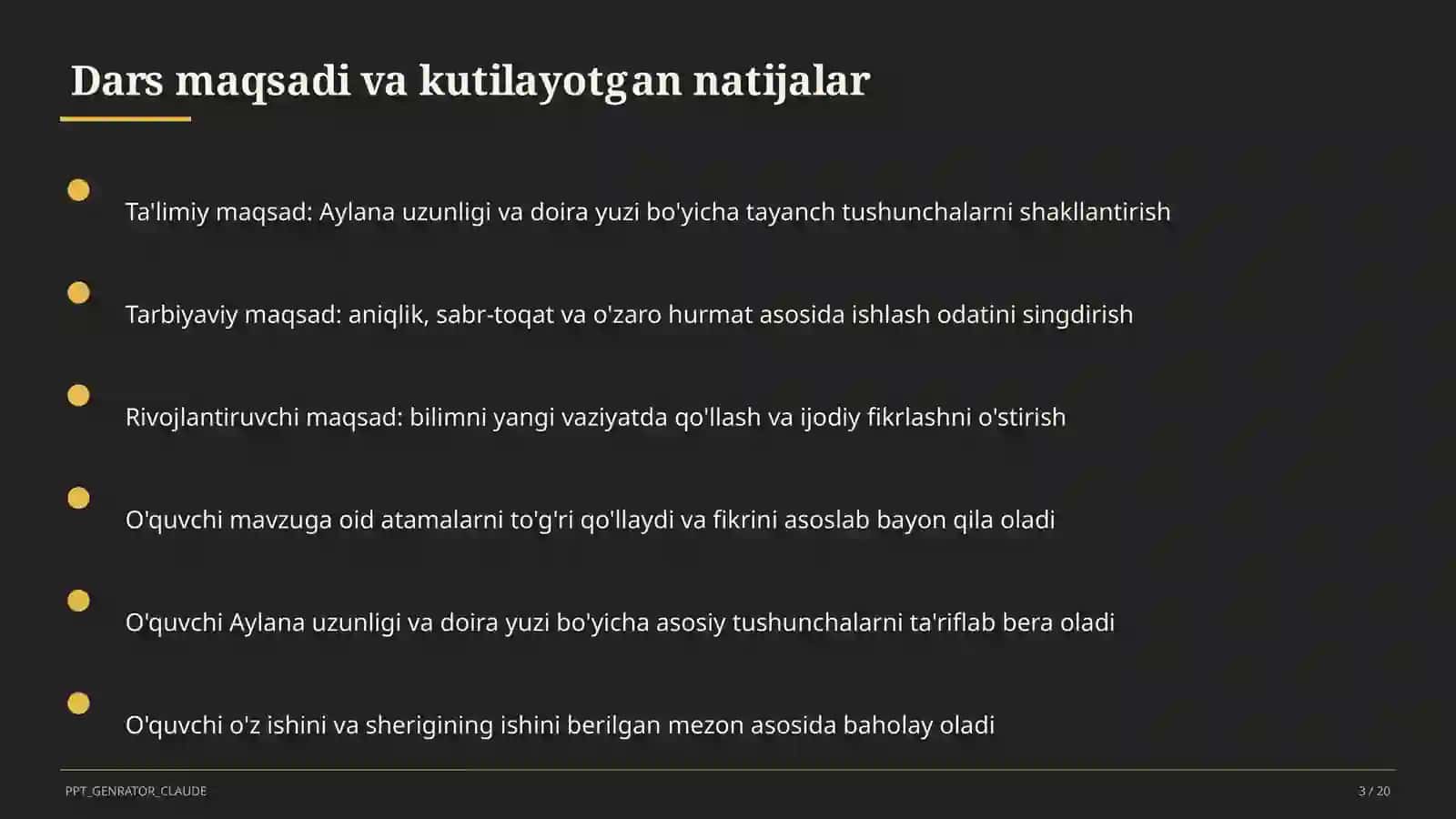 Aylana uzunligi va doira yuzi (9-sinf) 3