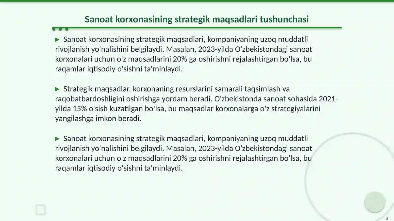 Sanoat korxonasining strategik maqsadlari va strategiyasini shakllantirish 3