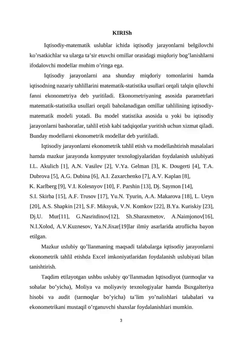 Bir omilli modellar va ularni Excel yordamida tuzish 3