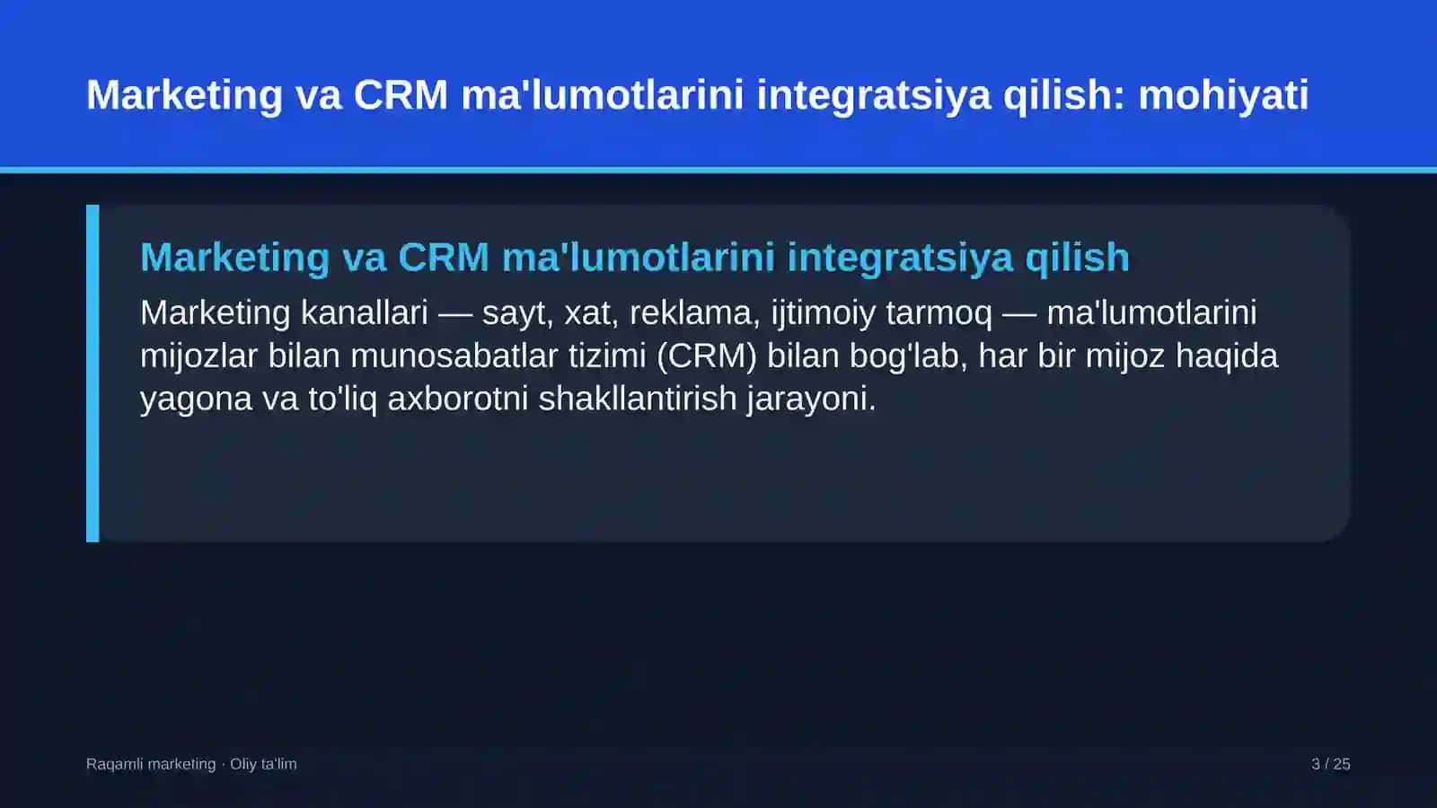 Energetika dispetcherlik markazlarida marketing va CRM ma'lumotlarini integratsiya qilish 3