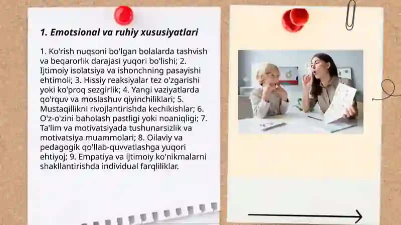 Ko'rishda nuqsoni bo'lgan bolalarning o'ziga xos xususiyatlari 3