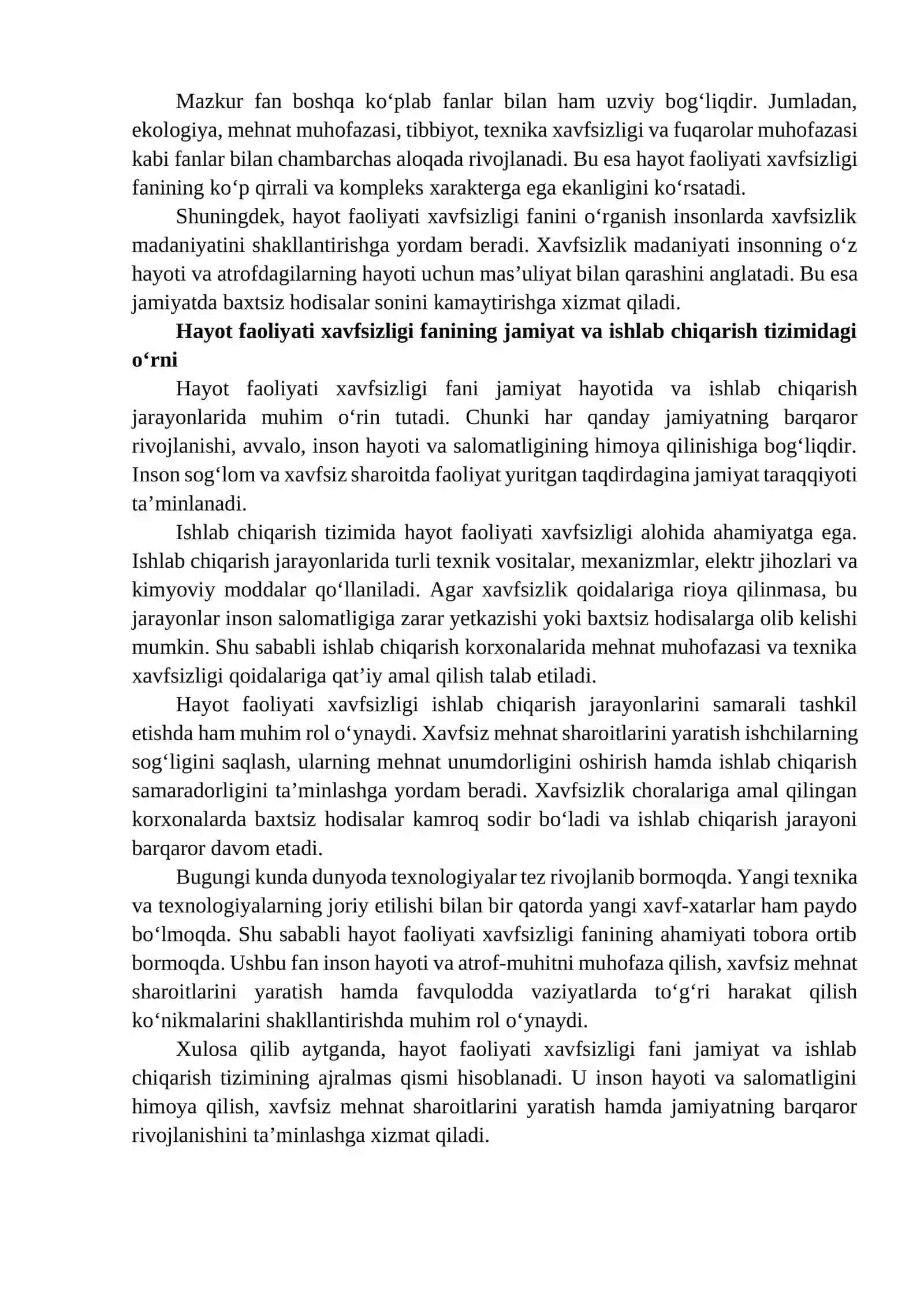 Hayot faoliyati xavfsizligi fanining maqsadi va vazifalari 3