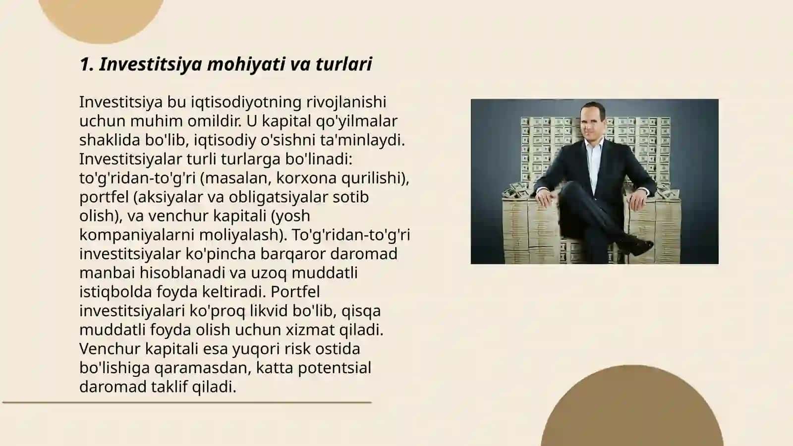 Investitsiyalar va investitsion siyosat 3