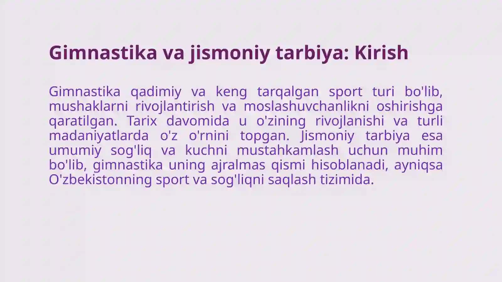 Oʻzbekiston jismoniy tarbiya tizimida gimnastikaning oʻrni va ahamiyati 3