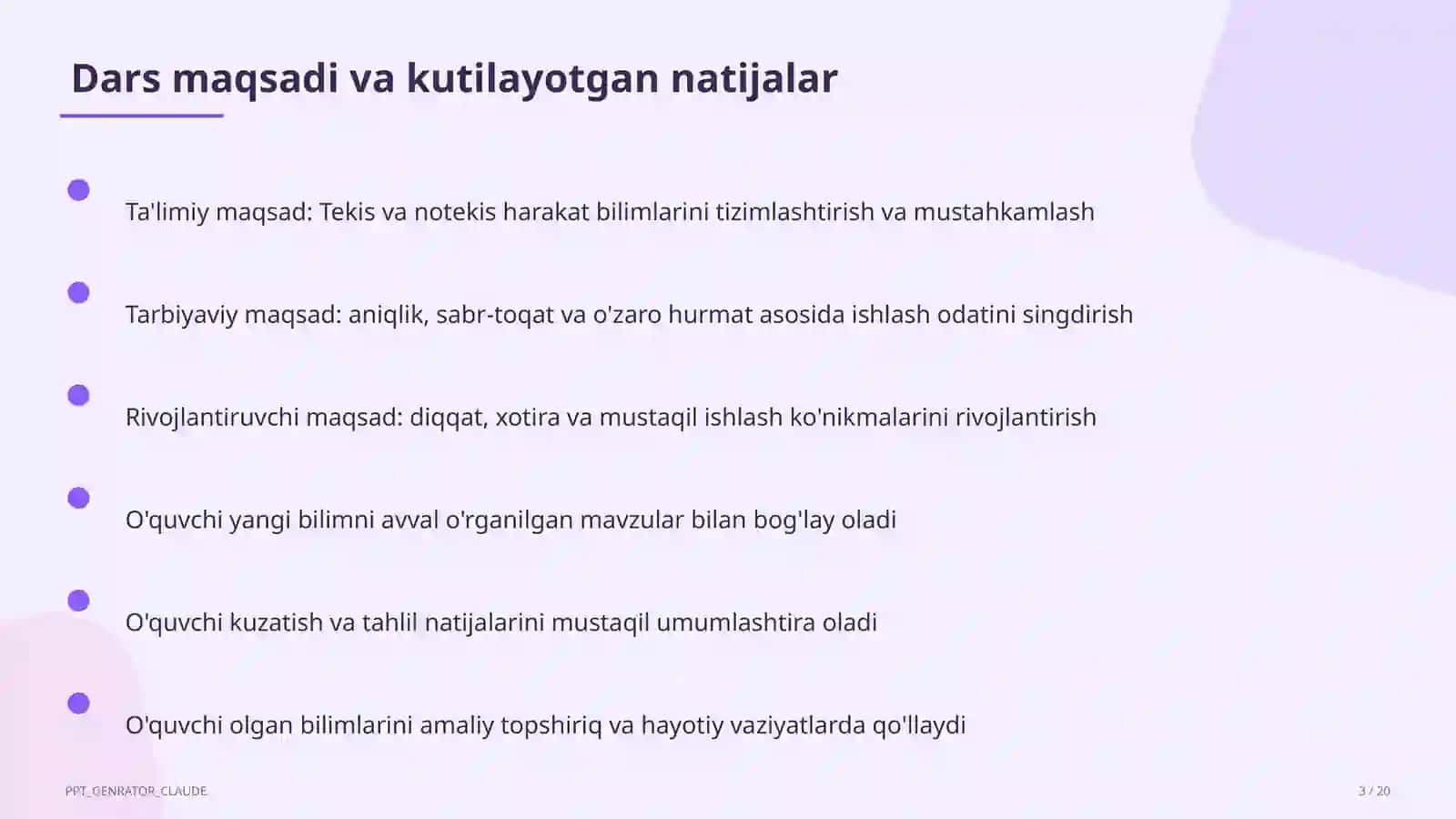 Tekis va notekis harakat (7-sinf) 3