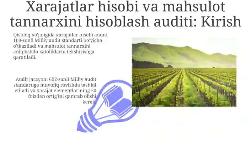 Qishloq xo'jaligida xarajatlarni hisobga olish va mahsulot tannarxini kalkulyatsiyalash auditi 3