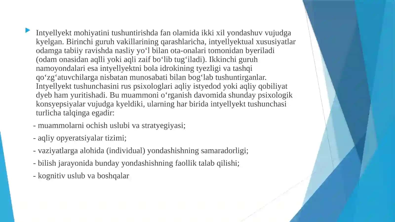 Tafakkur va intellektual qobiliyatlar 3