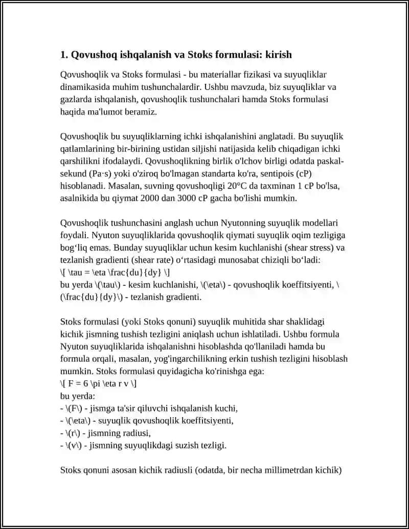QOVUSHOQ ISHQALANISH. STOKS FORMULASI 3