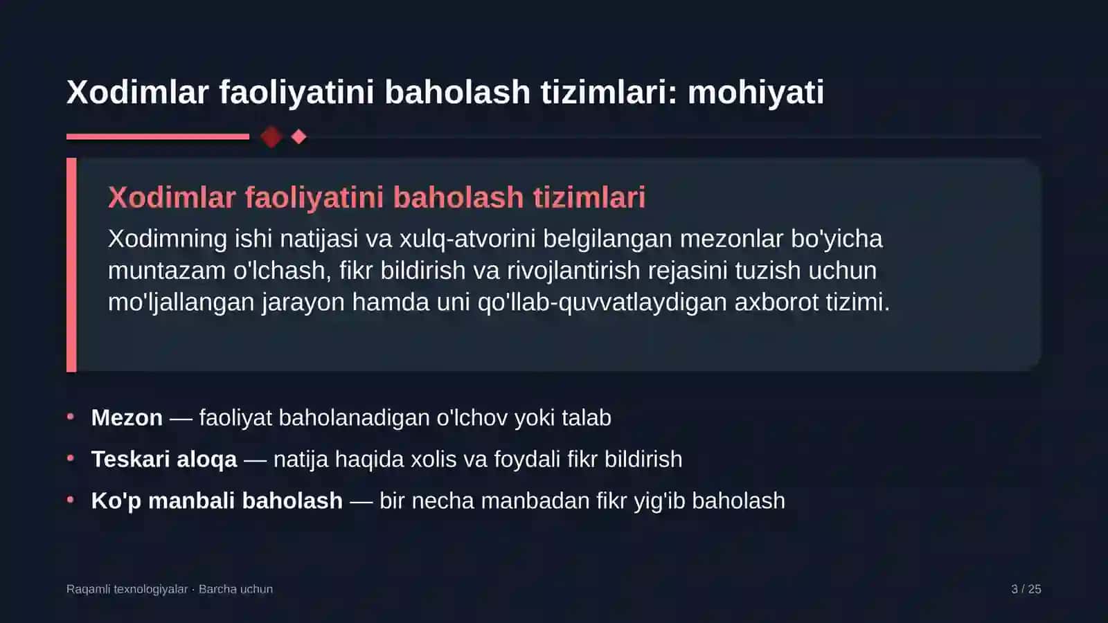 Mezon — faoliyat baholanadigan o'lchov yoki talab 3