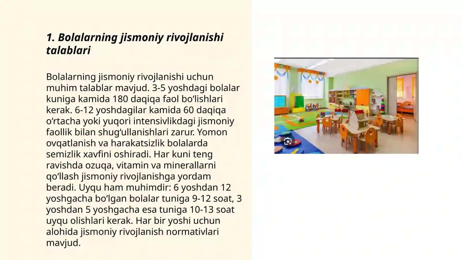 Bolalarning jismoniy rivojlanishi talablari 3