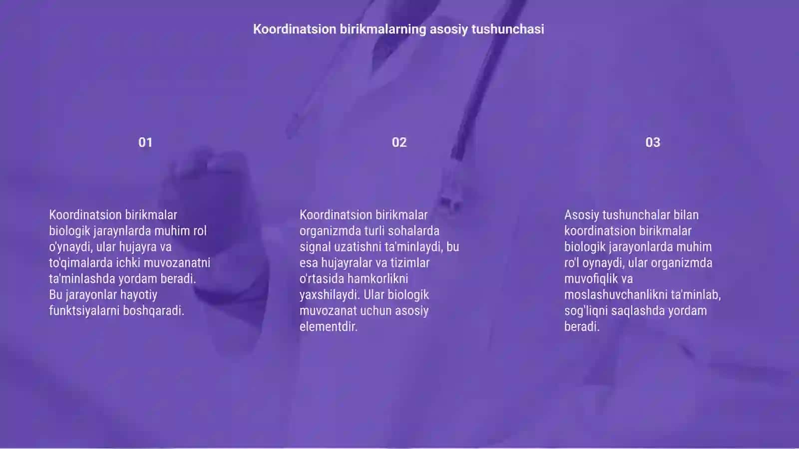 Koordinatsion birikmalarning biologik jarayonlardagi roli 3