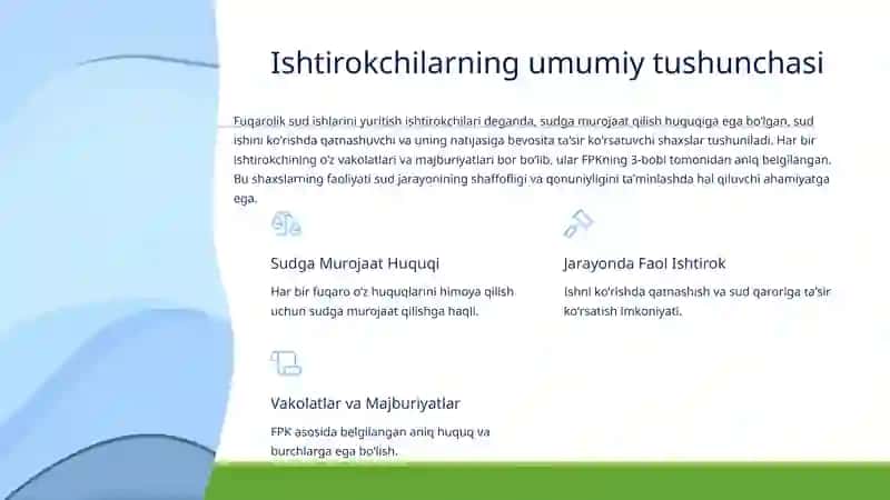 Fuqarolik sudishlarini yuritish ishtirokchilari 3
