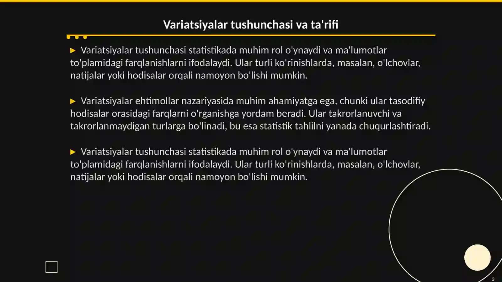 Variatsiyalar: takrorlanuvchi va takrorlanmaydigan 3