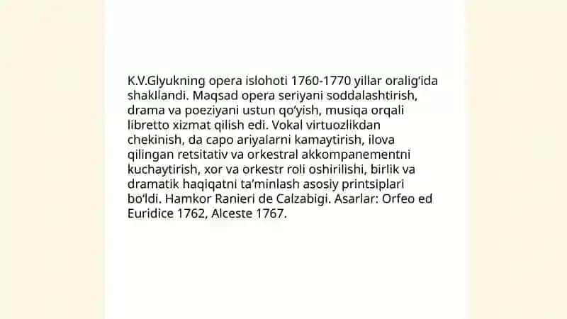 K.V.Glyuk opera islohoti 3