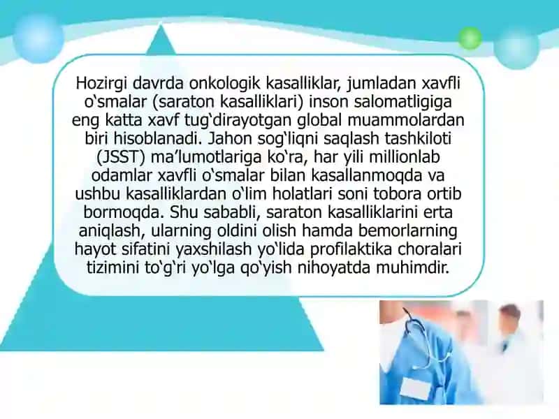 Xavfli o'smalarning birlamchi, ikkilamchi va uchlamchi profilaktikasi 3