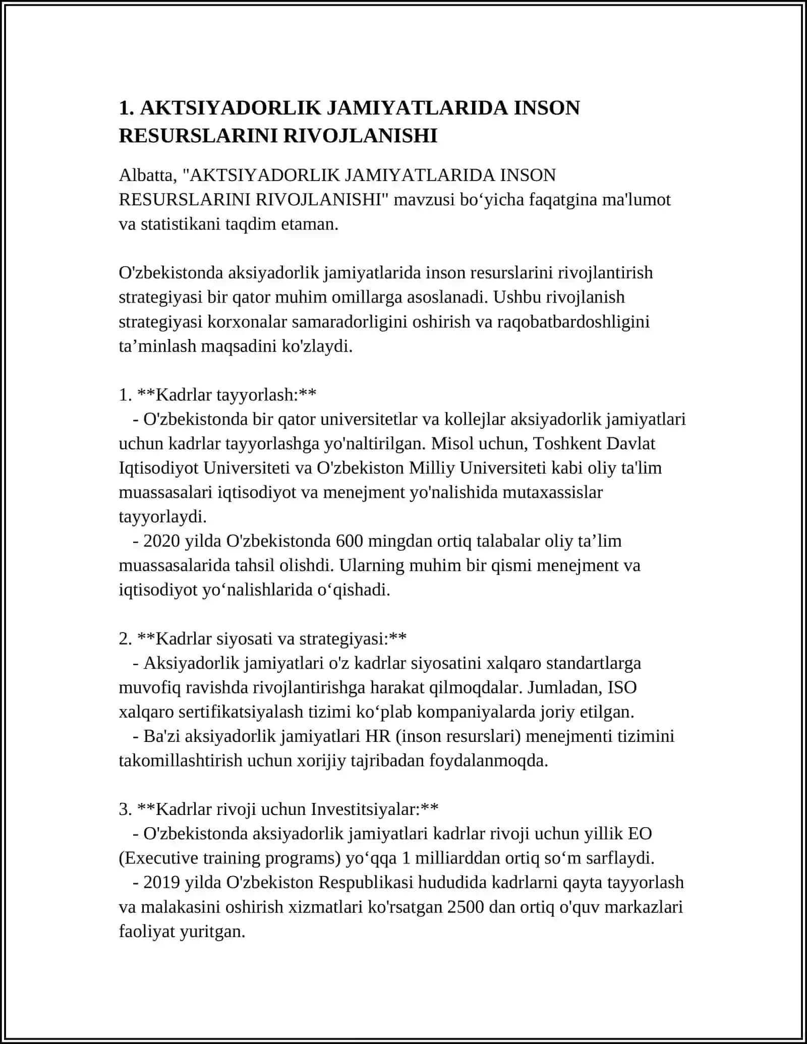 AKTSIYADORLIK JAMIYATLARIDA INSON RESURSLARINI XIZMAT-KASB JIHATIDAN KOʻTARILISHINI BOSHQARISH TIZIMI 3