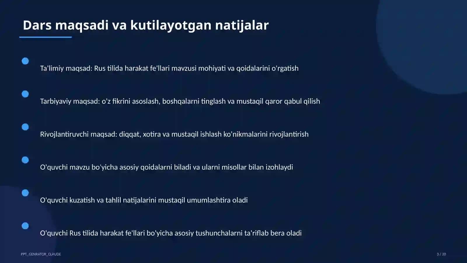 Rus tilida harakat fe'llari (6-sinf) 3