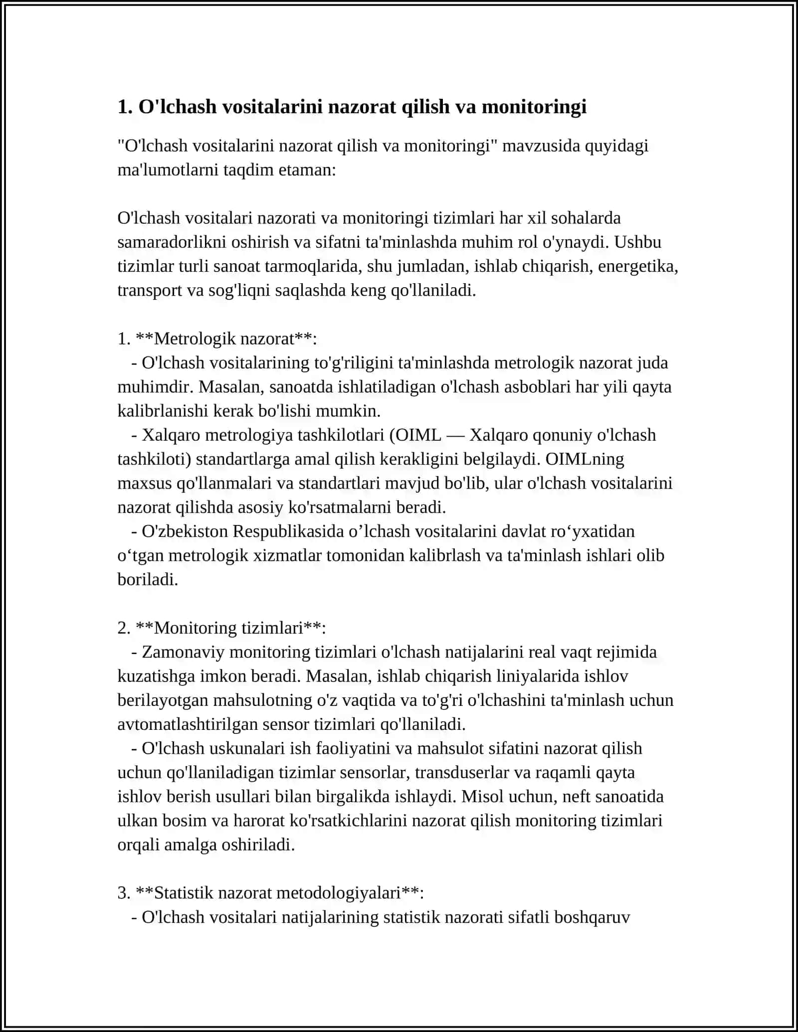 O'lchash Vositalarini Qiyosh va Kalibrlash 3