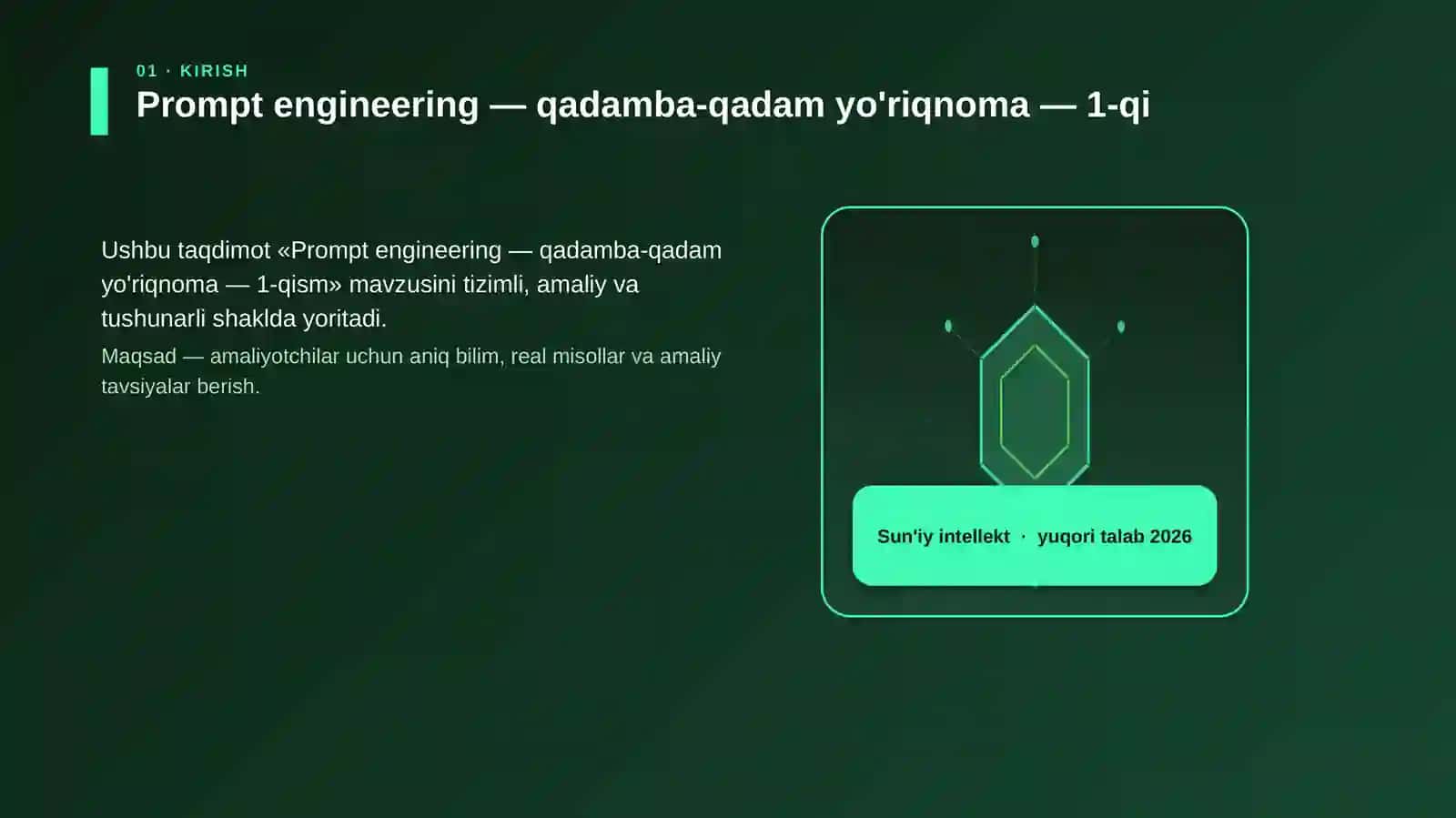 Prompt engineering — qadamba-qadam yo'riqnoma — 1-qism 3