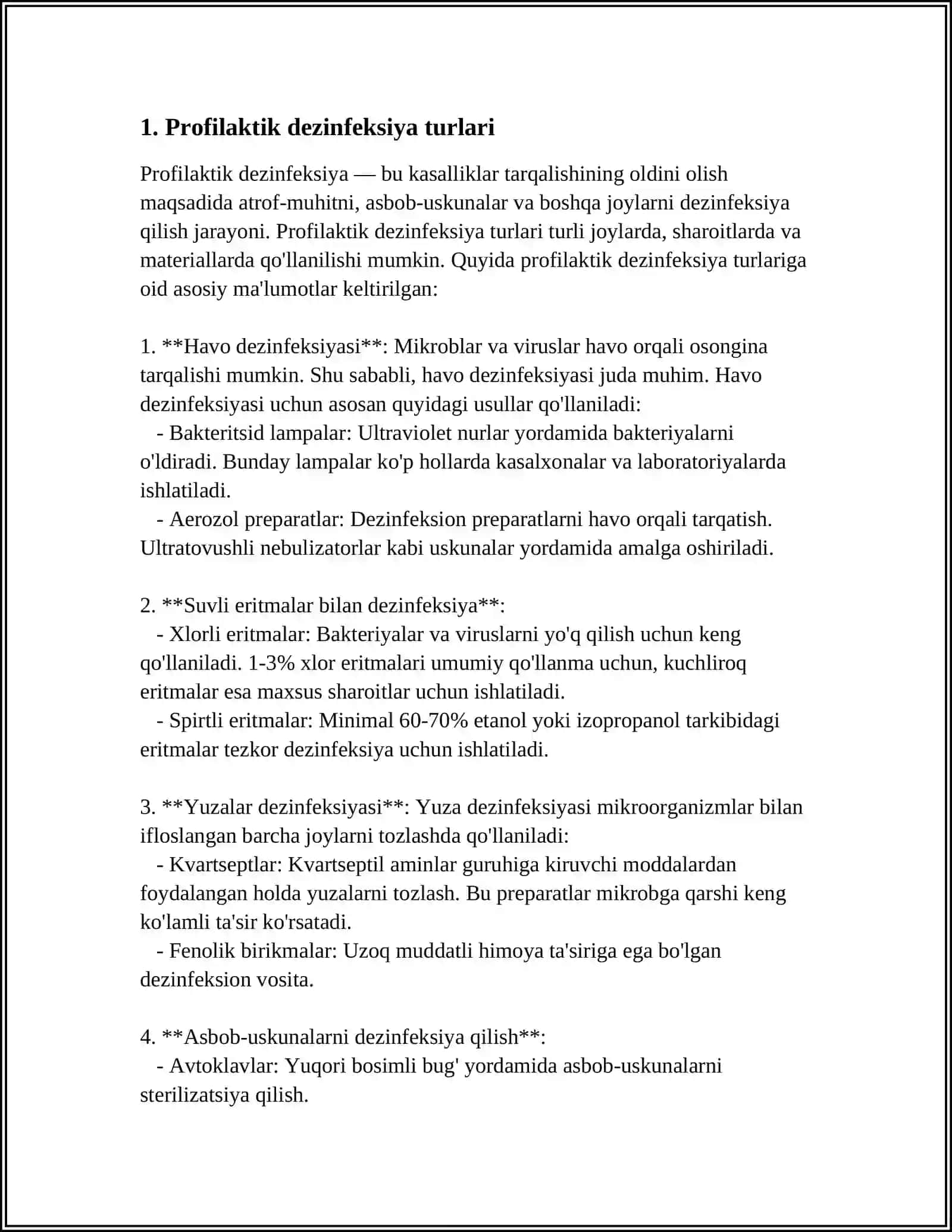 PROFILAKTIK DEZINFIKSIYA, DIZINFEKSIYALOVCHI ERITMALARNI TAYYORLASH 3