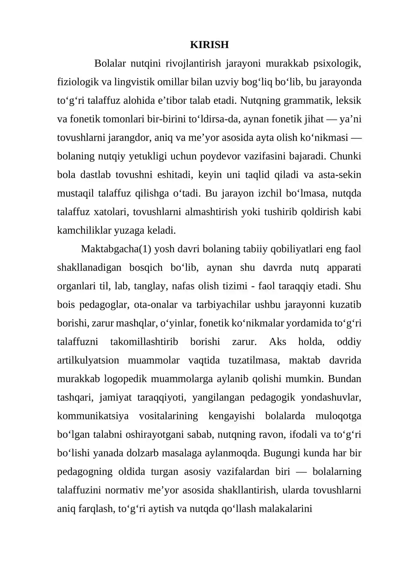 «NUTQ O’STIRISH METOTIKASI» FANIDAN KURS ISHI 3