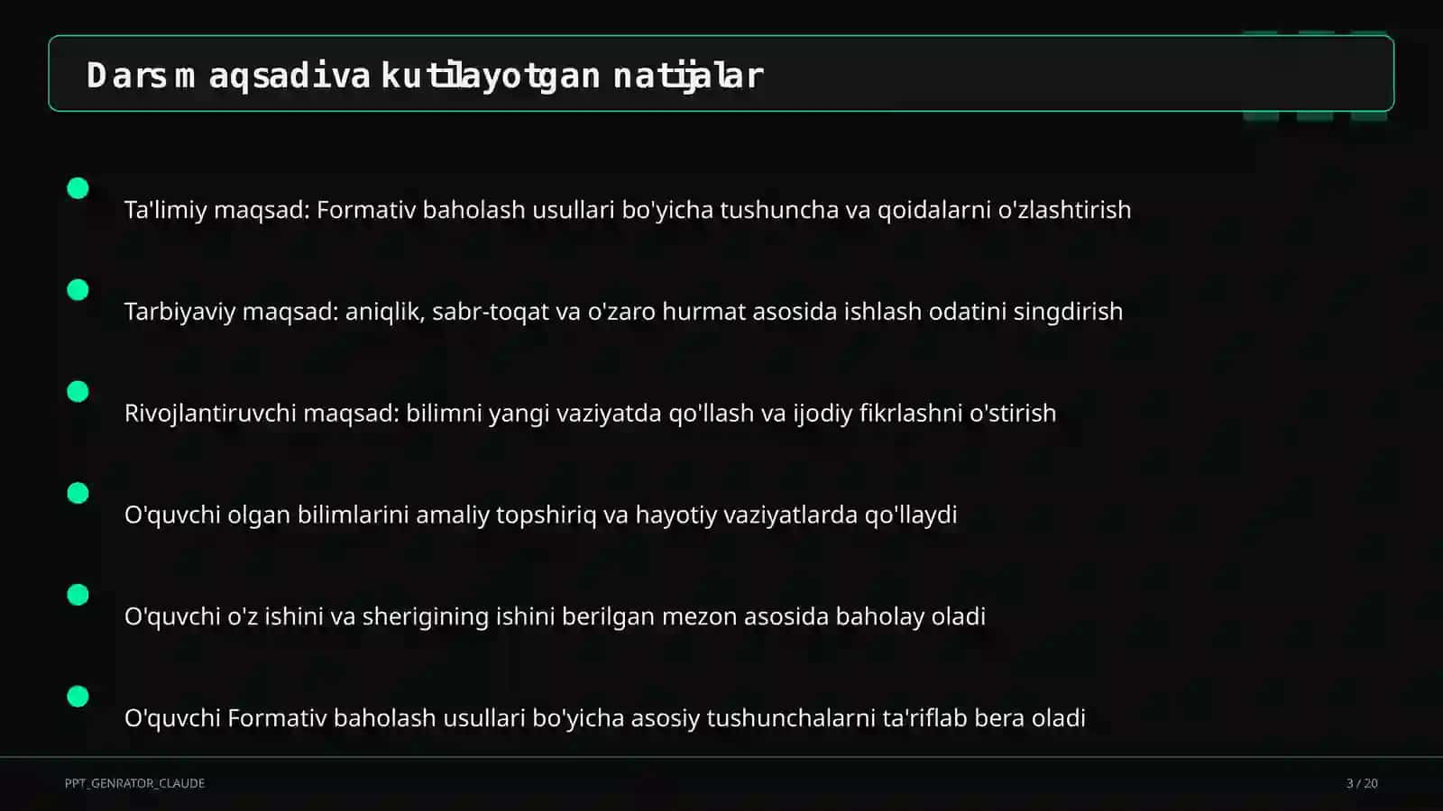 Formativ baholash usullari 3