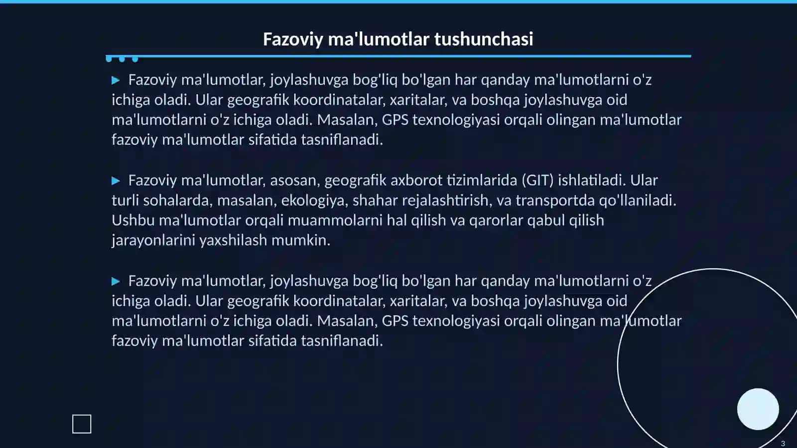 Fazoviy ma'lumotlarni yig'ish va tahlil qilish usullari 3