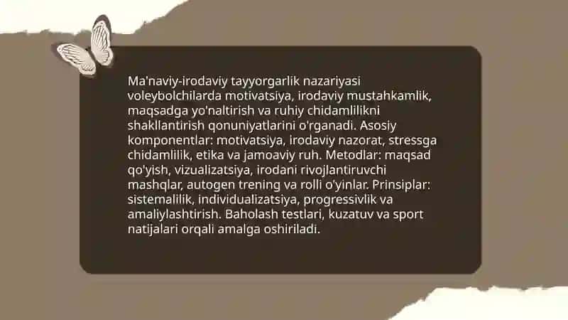 Voleybolchilarni ma'naviy irodaviy va psixologik tayyorgarligi 3