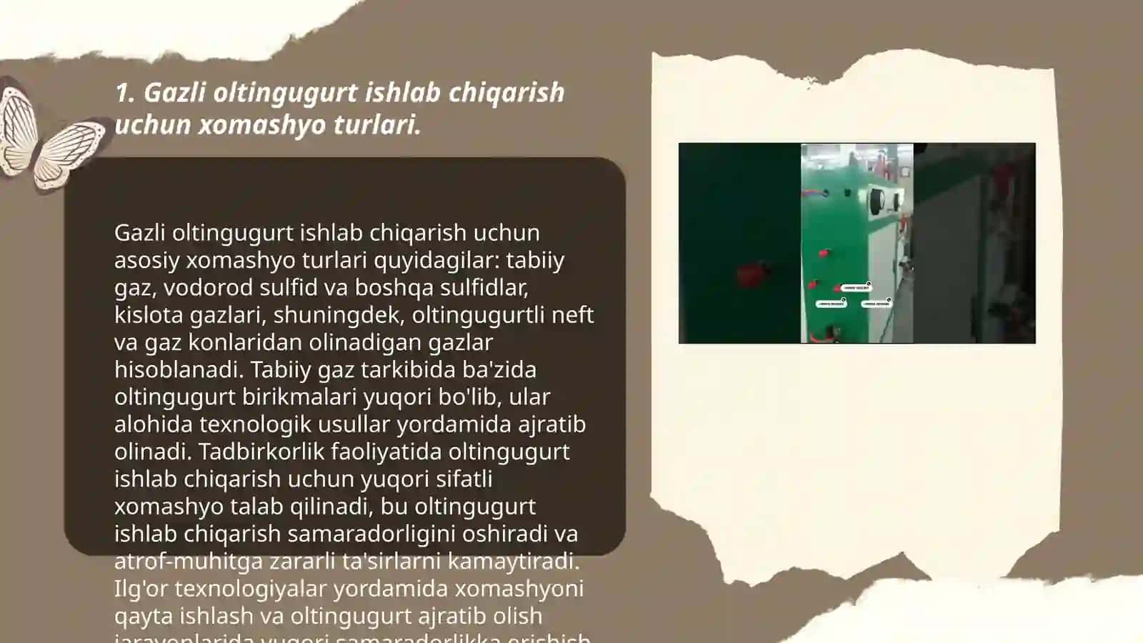 Õchoq gazi ishlab chiqarish xomashyolari. Gazli oltingugurt va boshqa oltingugurtli xomashyolar haqida 3