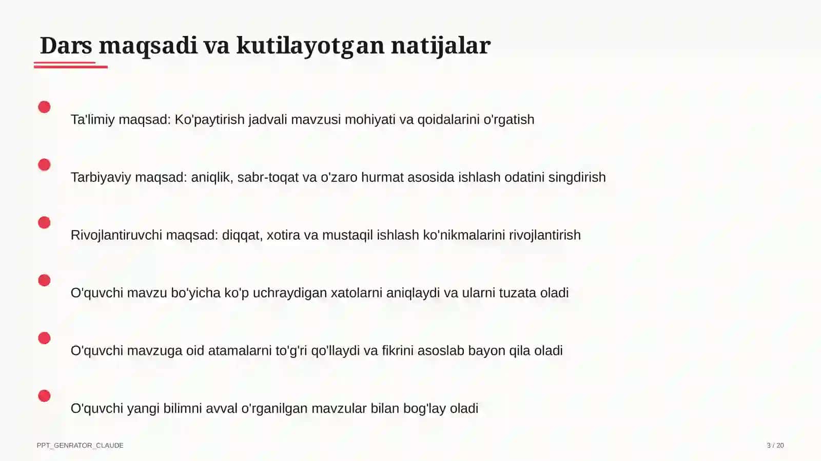 Ko'paytirish jadvali (2-sinf) 3