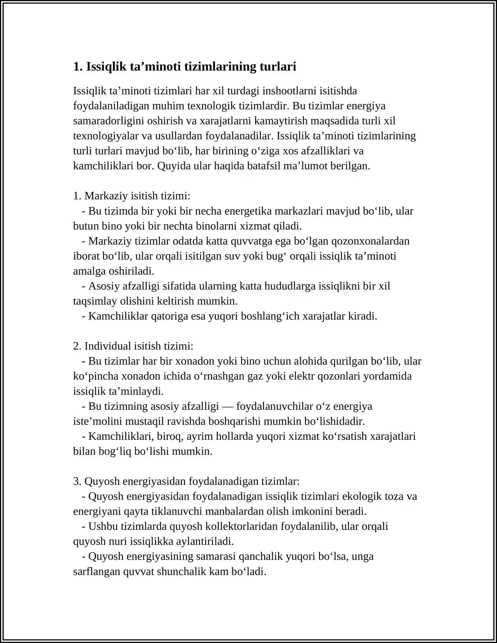 ISSIQLIK TA’MINOTI TIZIMLARINING QURILMALARI, ULARNING ISHLASH PRINSIPI VA FOYDALANISH SHARTLARI 3