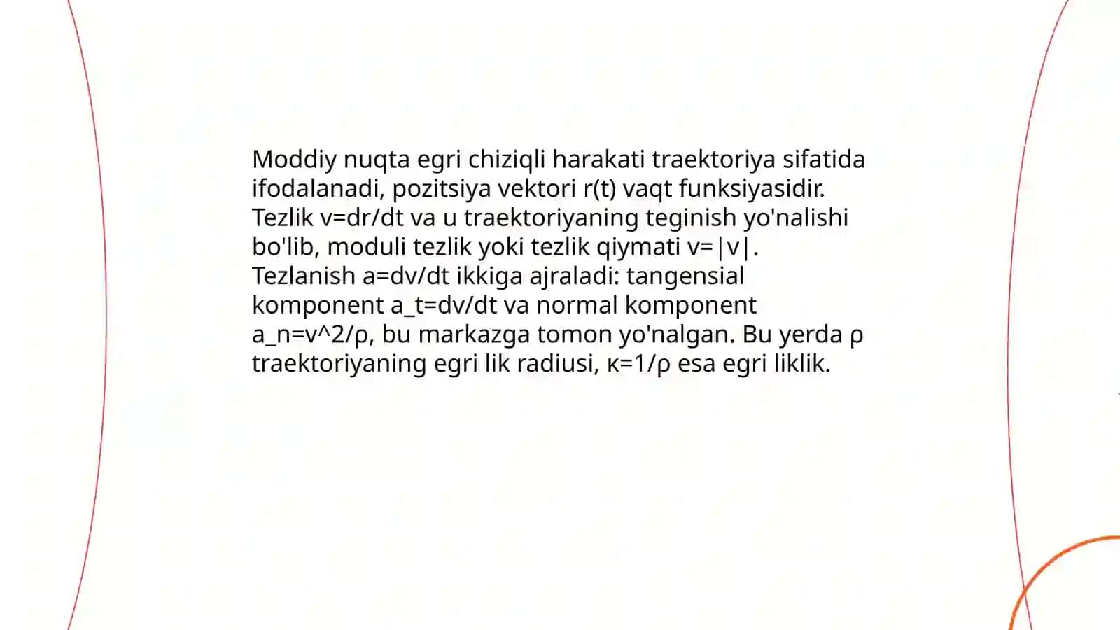 Moddiy nuqtaning egri chiziqli harakati 3
