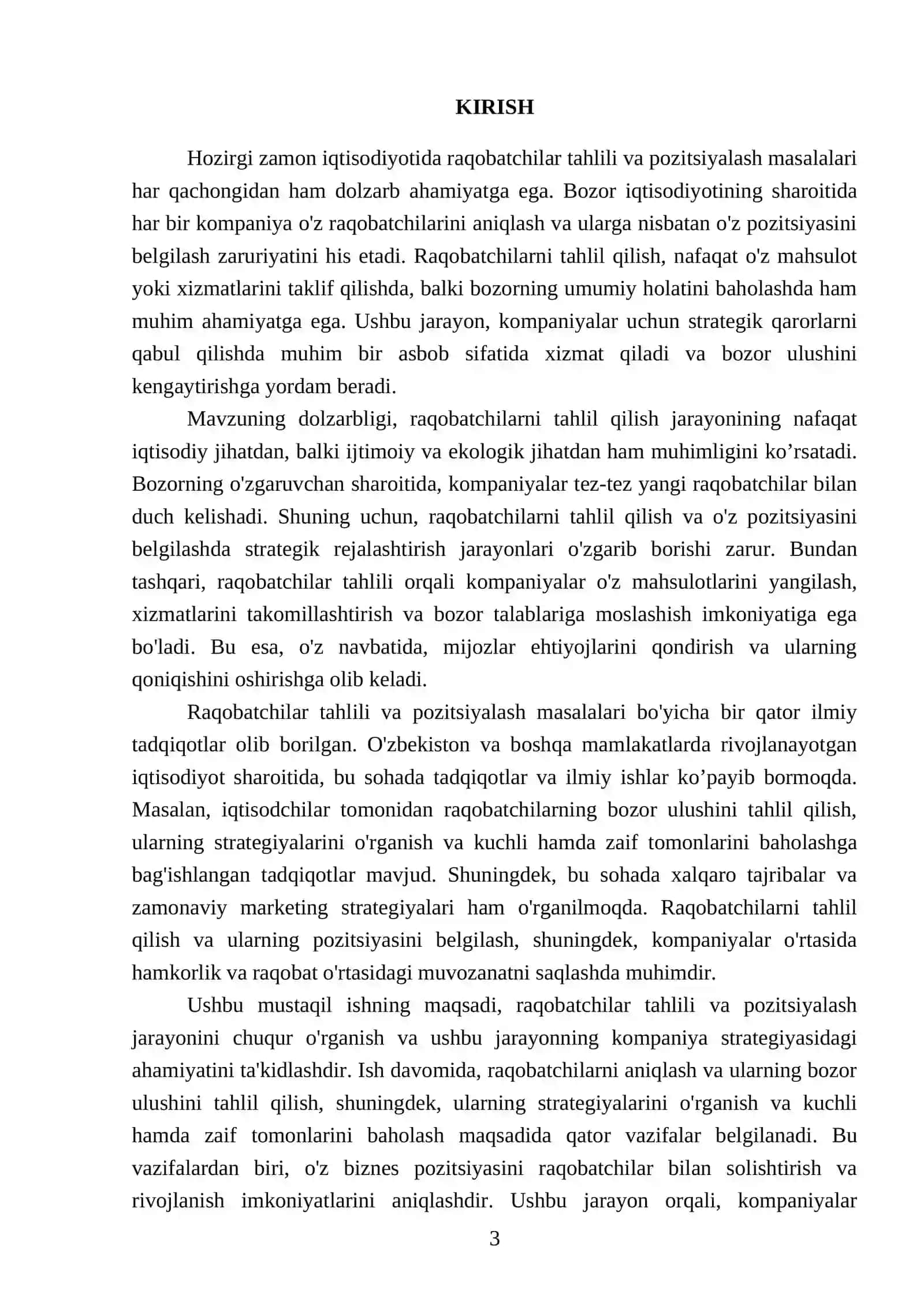 Raqobatchilar tahlili va pozitsiyalash 3