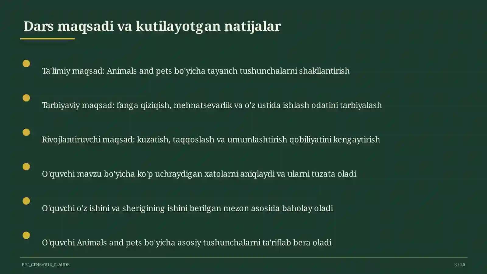 Animals and pets (2-sinf) 3