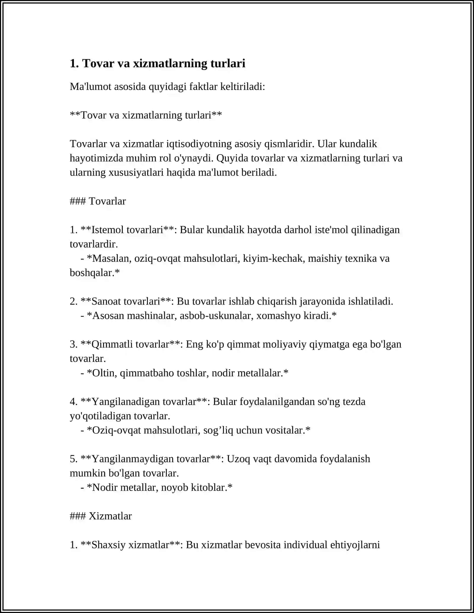 TOVAR (ISH XIZMAT)LAR KALKULYATSIYASI 3