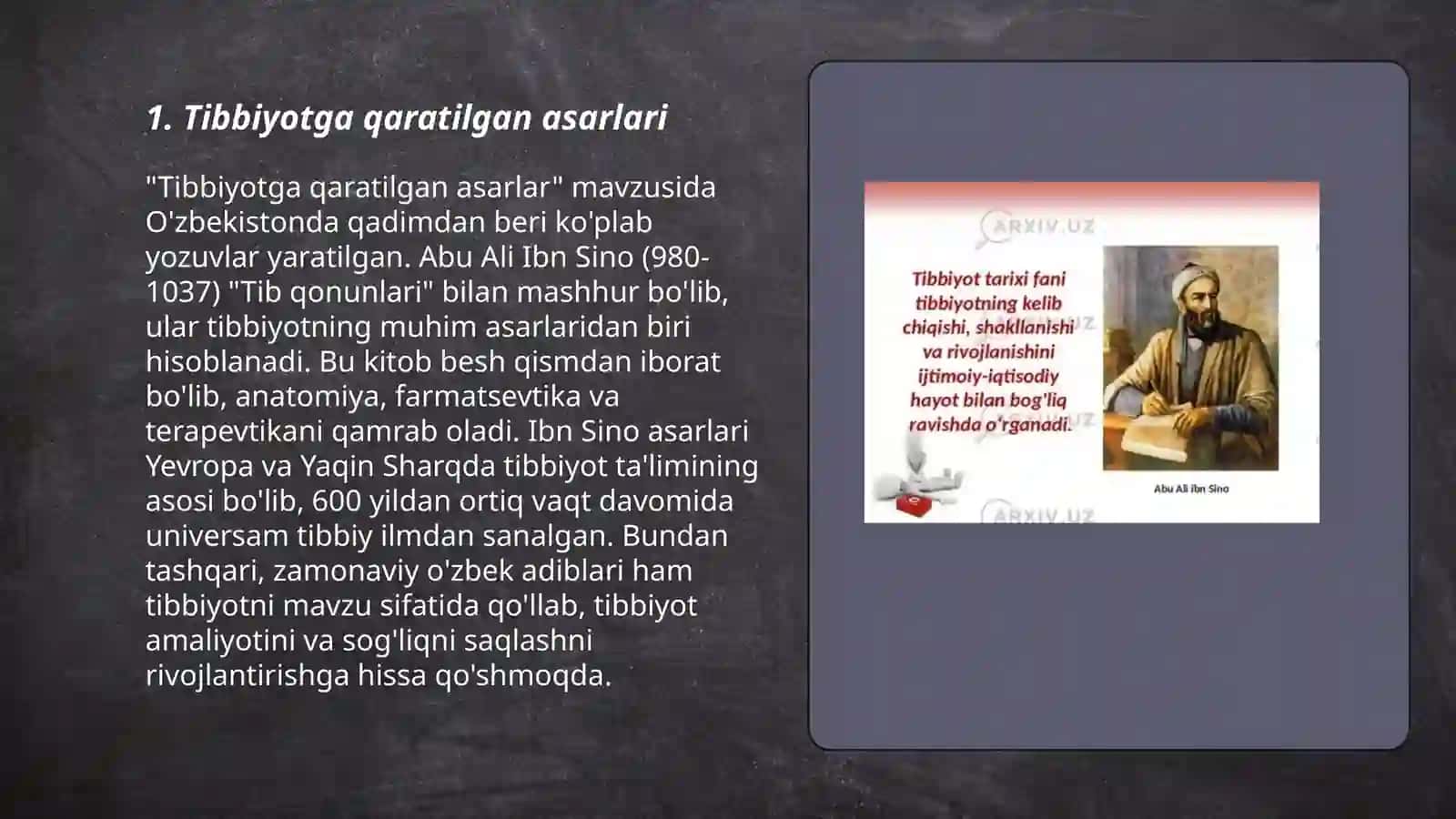 Abu Ali ibn Sino tibbiyot sohasiga qo'shgan hissasi 3