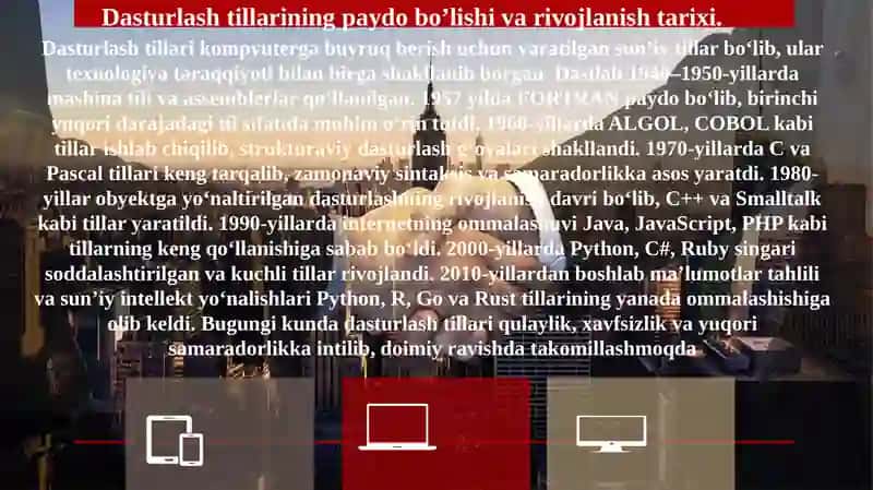Zamonaviy dasturlashtillarining tahlili 3