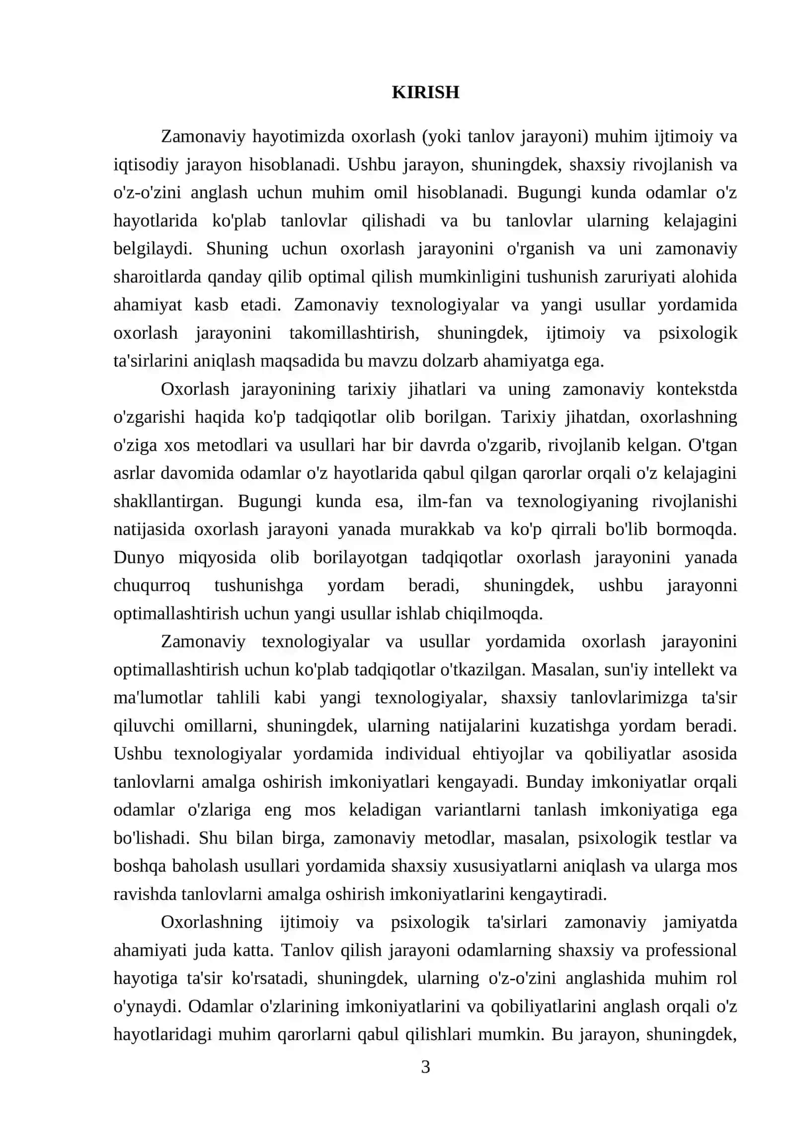 TOʻQIMACHILIK MUHANDISLIGIGA KIRISH FANIDAN TAYYORLAGAN MUSTAQIL ISHI 3